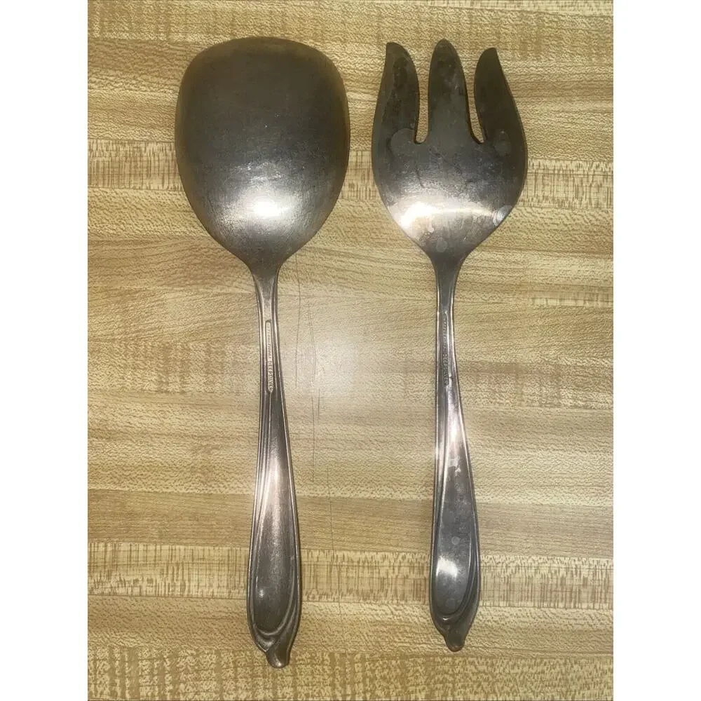 Vintage International Deepsilver Serving Pair Spoon Fork Silver Plate